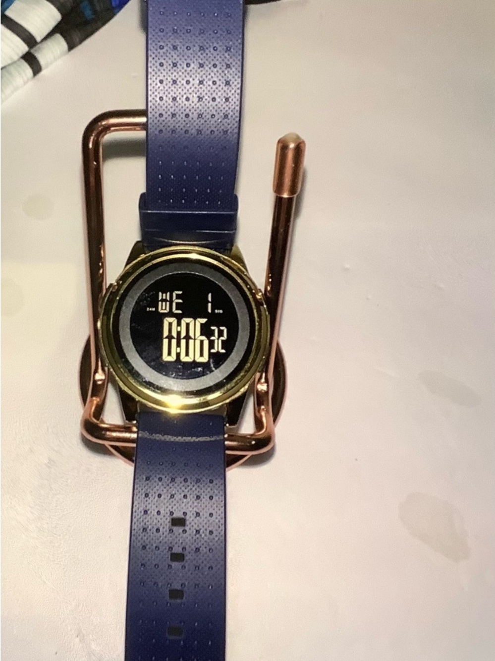 Gold-Tone Digital Sport Smartwatch with Blue Strap